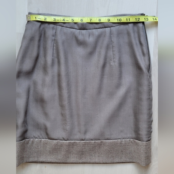 Brunello Cucinelli gray/brown wool/chiffon miniskirt, size 0/2 - Picture 2 of 9